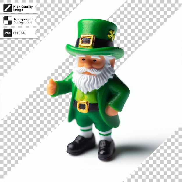 a green leprechaun figure with a green shamrock on it