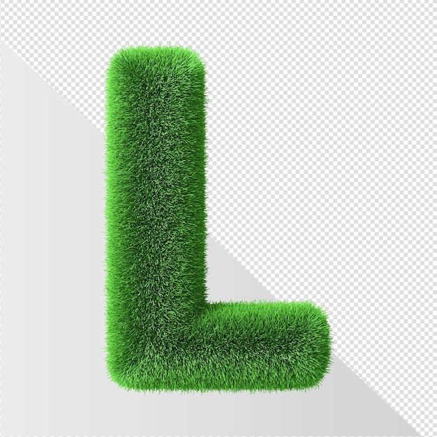 Green letter l with grass on a transparent background.