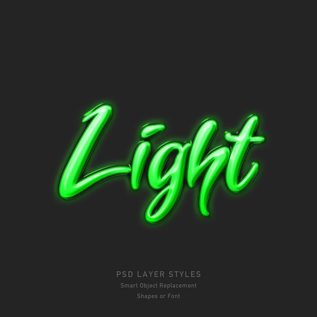 Green Light Text Style Effect PSD 