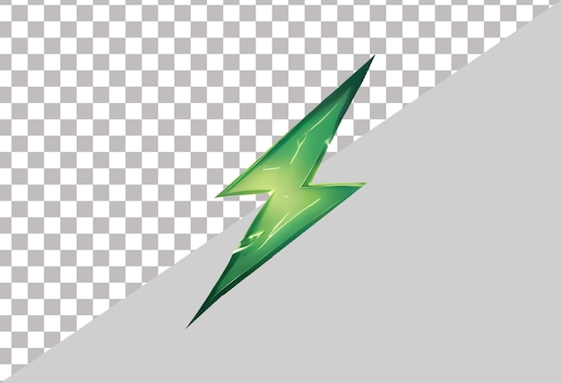 Green lighting bolt on a Transparent background