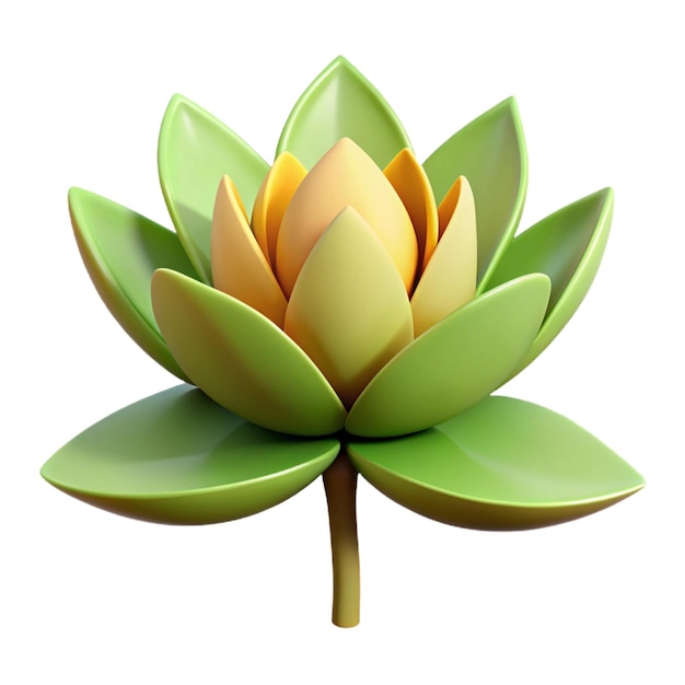 PSD a green lotus flower with a yellow top and the word quot a quot on it