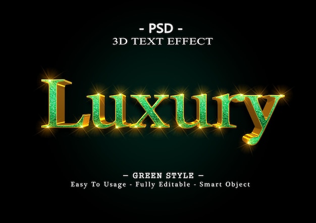 Green luxury 3d text style effect