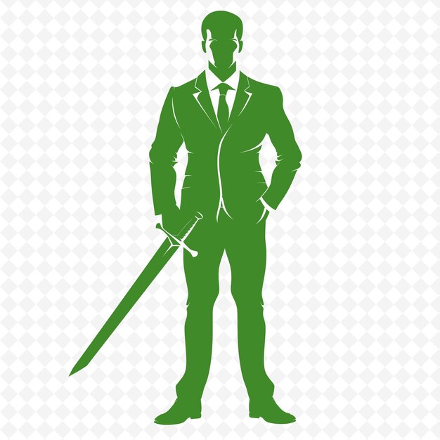 PSD a green man with a sword in his hand stands in front of a background with a man holding a sword