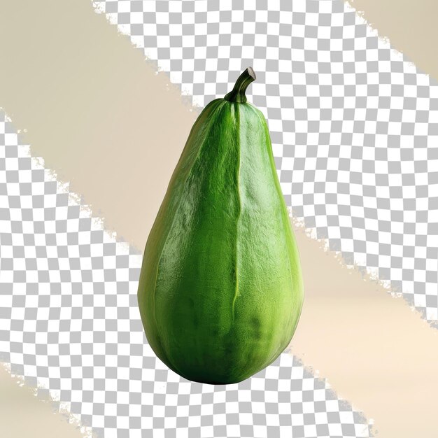 PSD a green mango is hanging on a grid with a white background