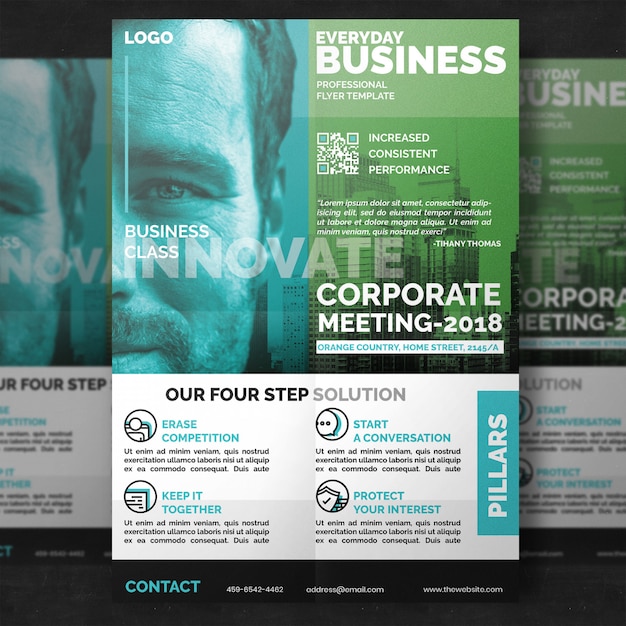 Green minimal corporate flyer template