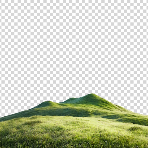 PSD green mountain hills with moss on a transparent background