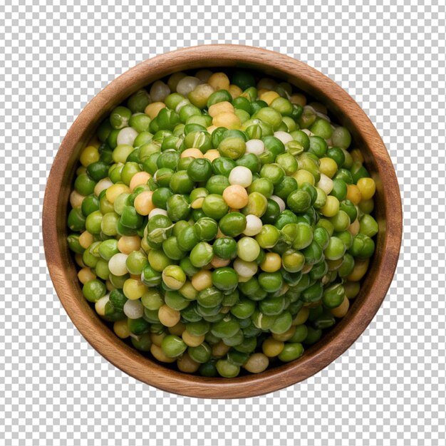 PSD green mung in wooden bowl isolated on white background