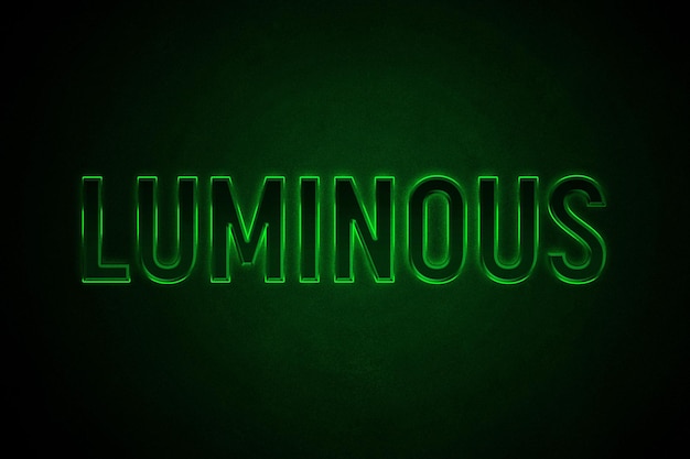 Green neon light text effect