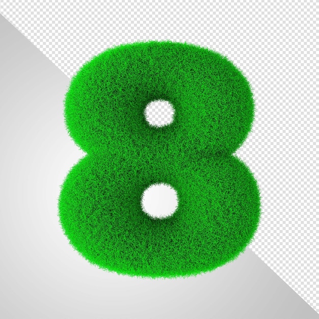 Green number 8 with a white background.