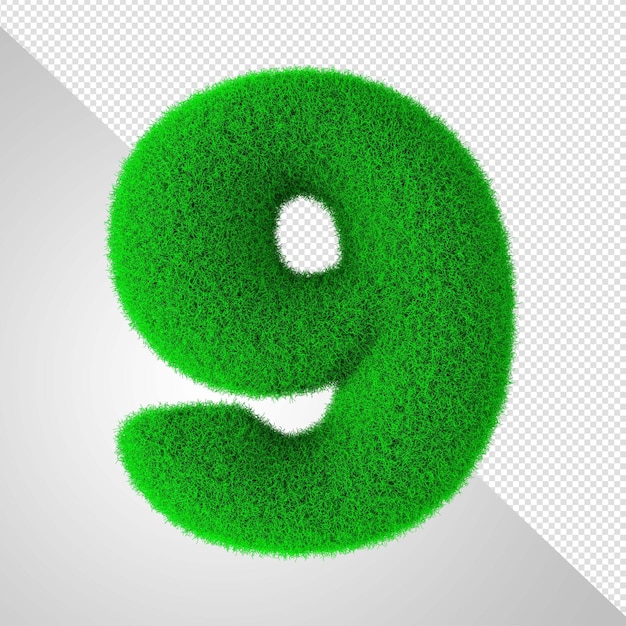 A green number 9 with a white background.