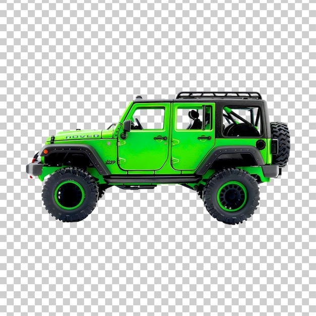 A green offroad vehicle car on a transparent background 3d rendering