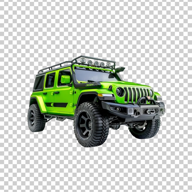 A green offroad vehicle car on a transparent background 3d rendering