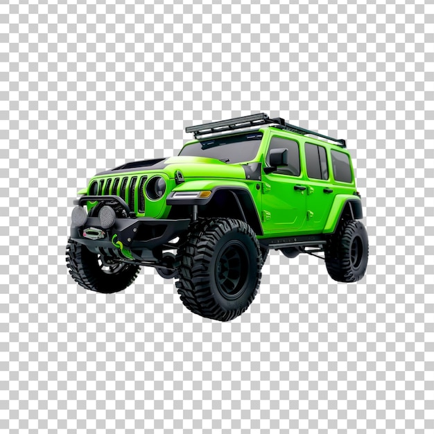 A green offroad vehicle car on a transparent background 3d rendering