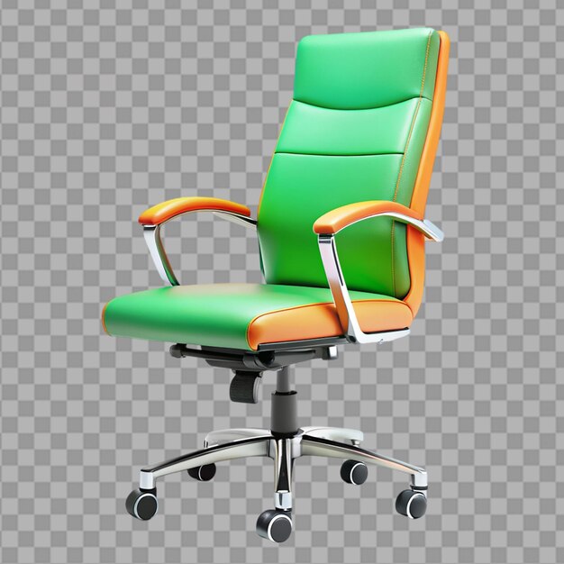 Green and Orange Office Chair on Transparent Background