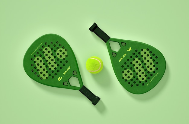 Green paddles and ball top view