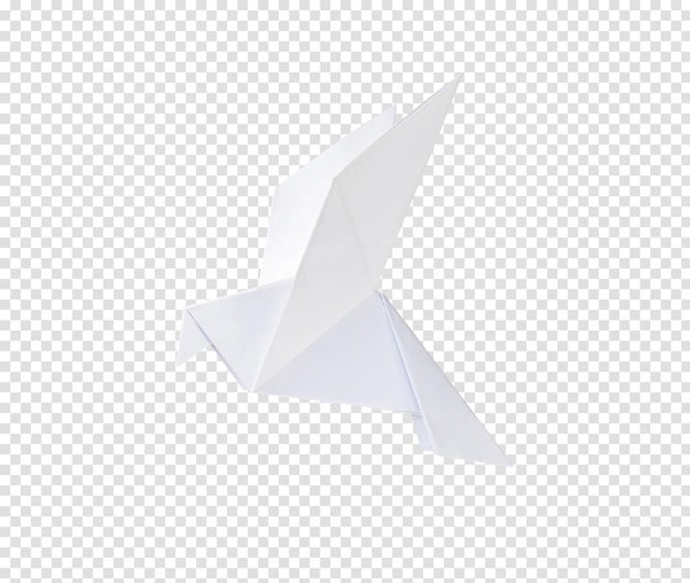 Green paper dove origami isolated on a white background