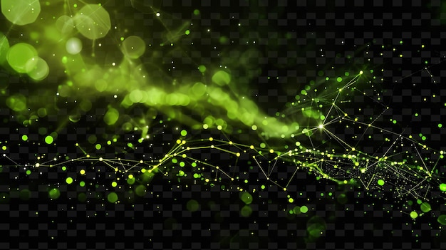 green particles on a black background