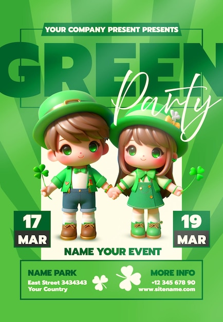 green party flyer psd template