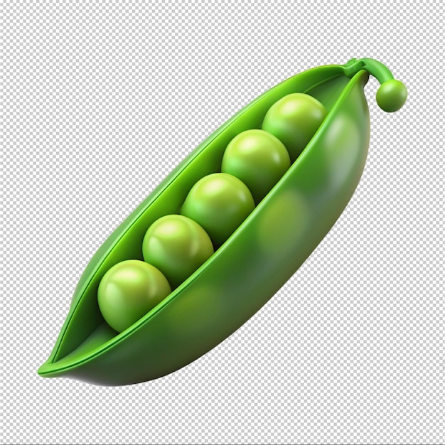 PSD a green pea pod with green peas on a gray background