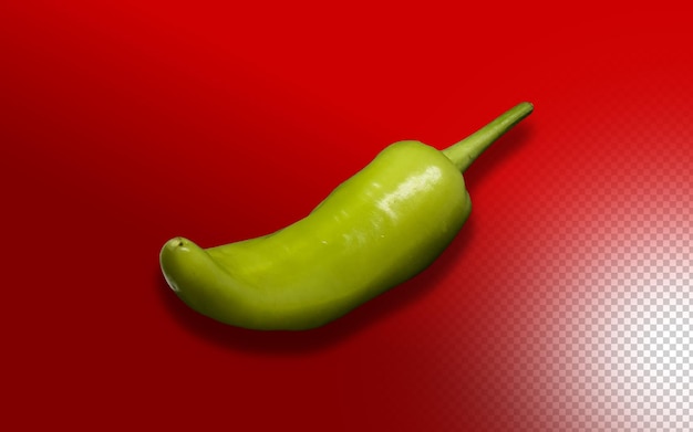 a green pepper is on a red background with a red background