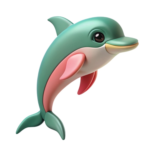 PSD a green and pink dolphin with a pink beak and a pink beak