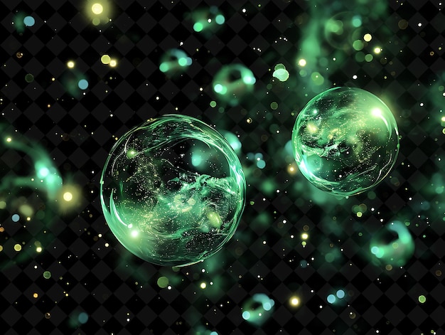 a green planet with a green background and the bubbles