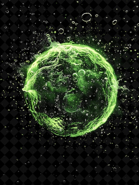 PSD a green planet with green and green particles on it