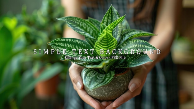 PSD green plant held in womans hands