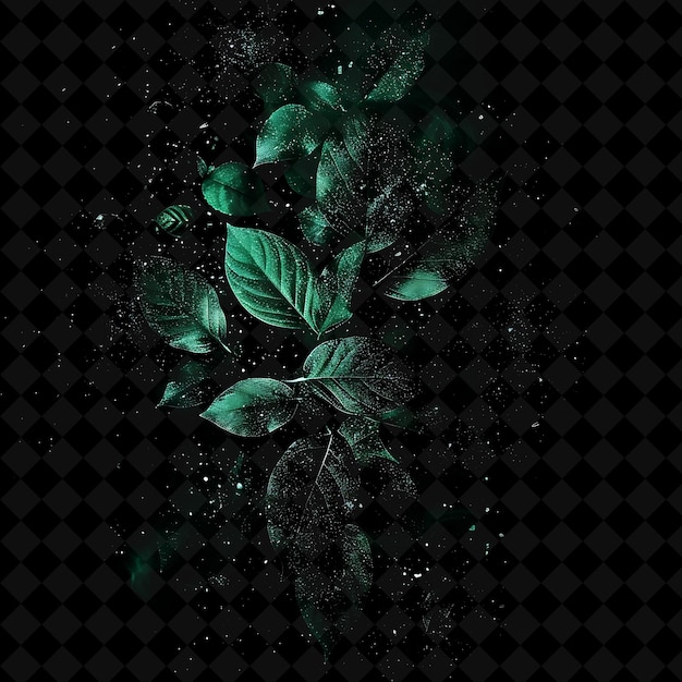 a green plant with green leaves and a black background with stars