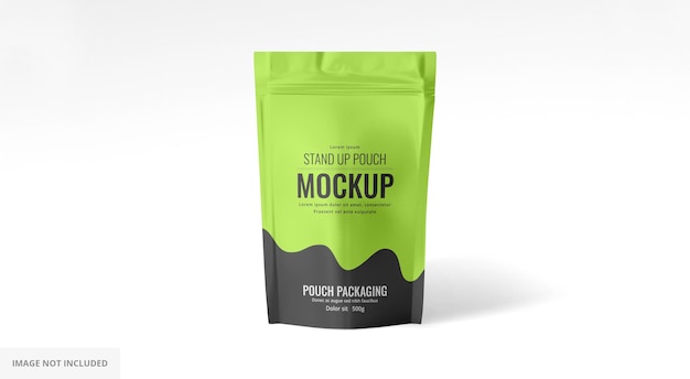 Green Plastic pouch packaging mockup Coffee package