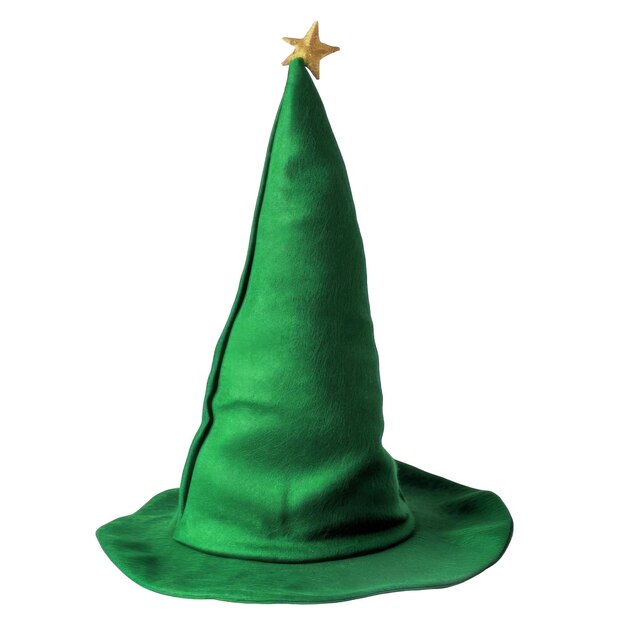 PSD green pointed hat with a gold star on top