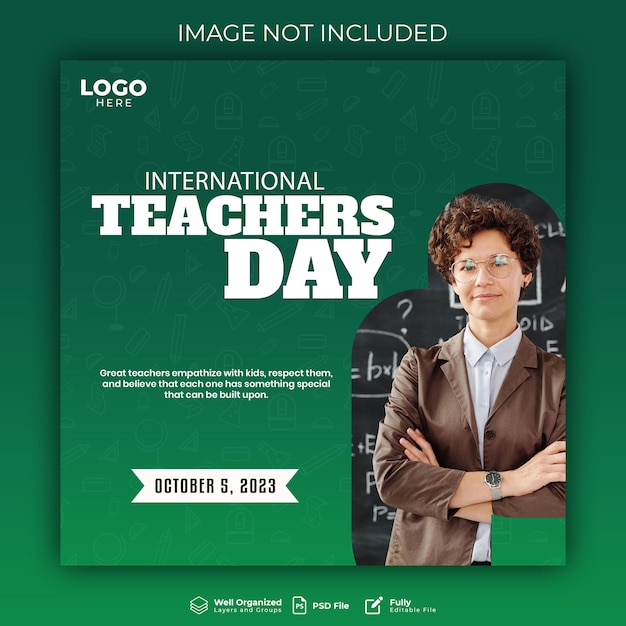 A green poster for happy teachers day social media banner template