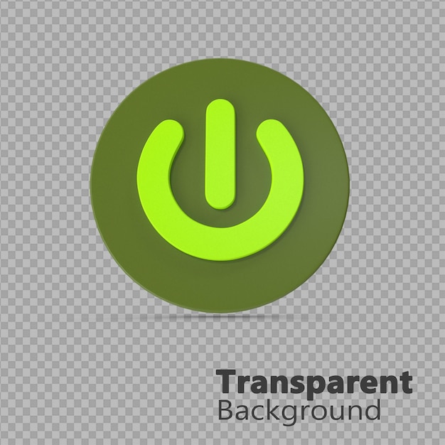 PSD green power button on transparent background