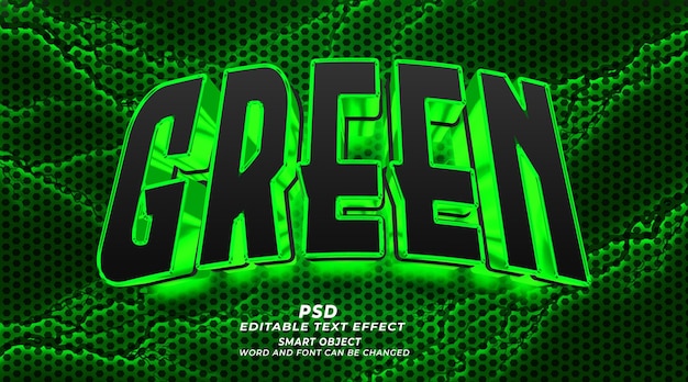 Green psd 3d editable text effect photoshop template with background