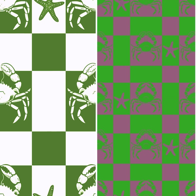 a green and purple checkered pattern with the words quot sea life quot on the bottom