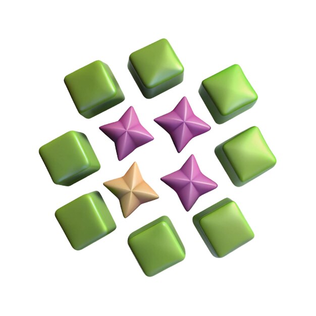 a green and purple square with a star shaped design on it