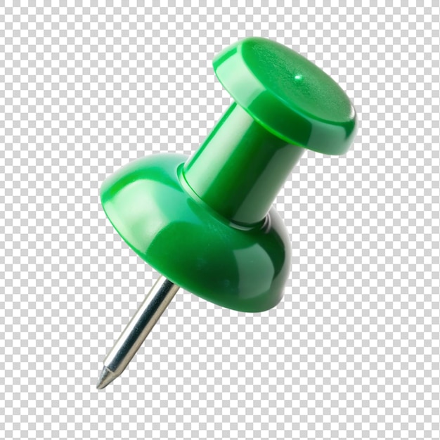 PSD green pushpin isolated on transparent background