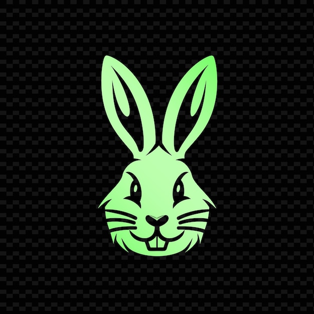 a green rabbit with a green face on a black background