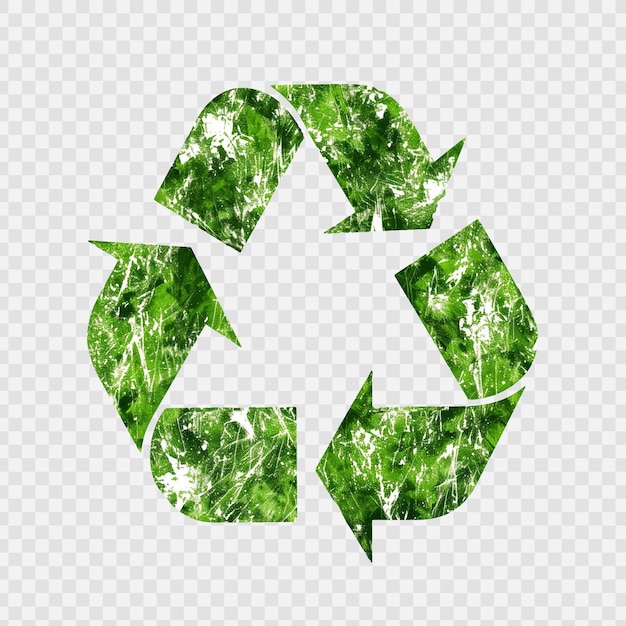 PSD green recycling symbol on transparent background