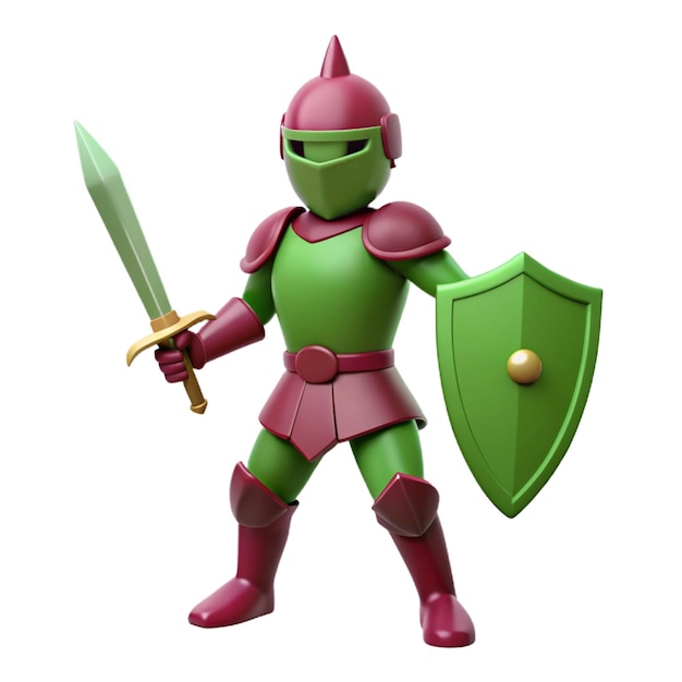 PSD a green and red knight with a green shield and a sword