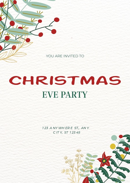 Green And Red Simple Christmas Eve Party Poster