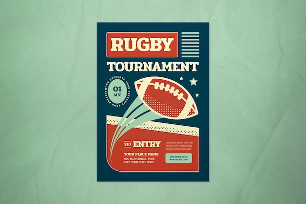 Green Retro Rugby Tournament Flyer