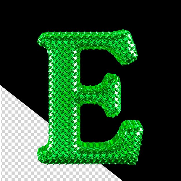 PSD green ribbed symbol letter e