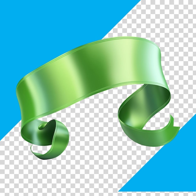 PSD green ribbon banner on transparent background