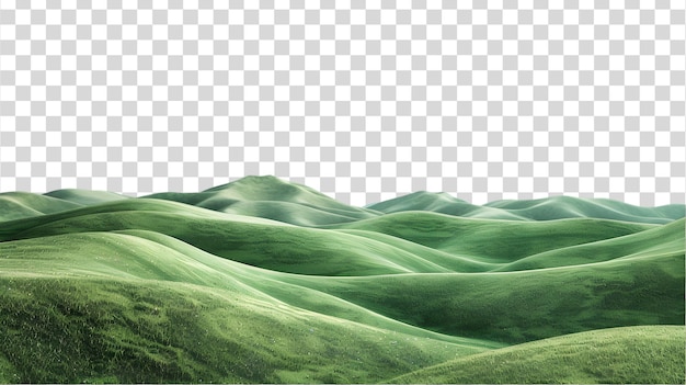 PSD green rolling hills landscape on a transparent background