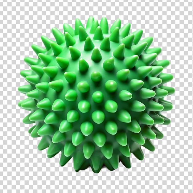 PSD green rubber massage ball with spikes isolated on transparent background