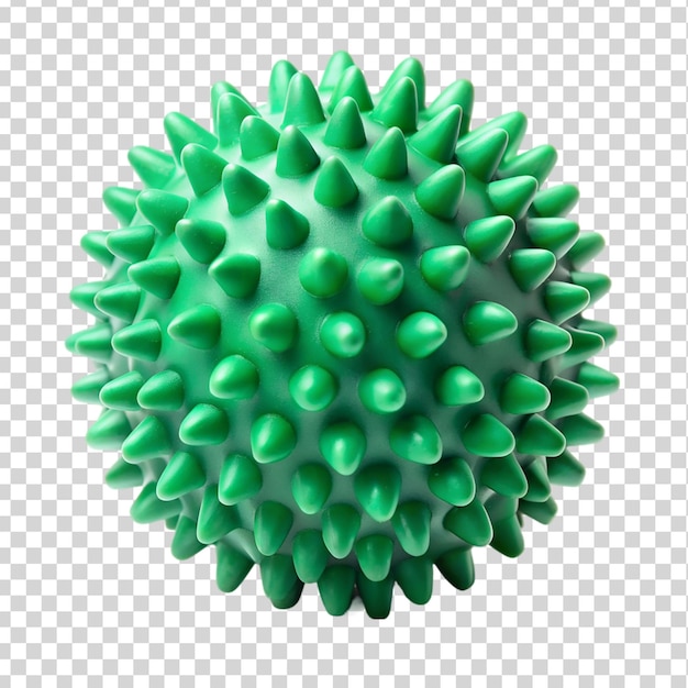 PSD green rubber massage ball with spikes isolated on transparent background