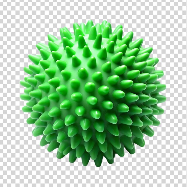 Green rubber massage ball with spikes Isolated on transparent background