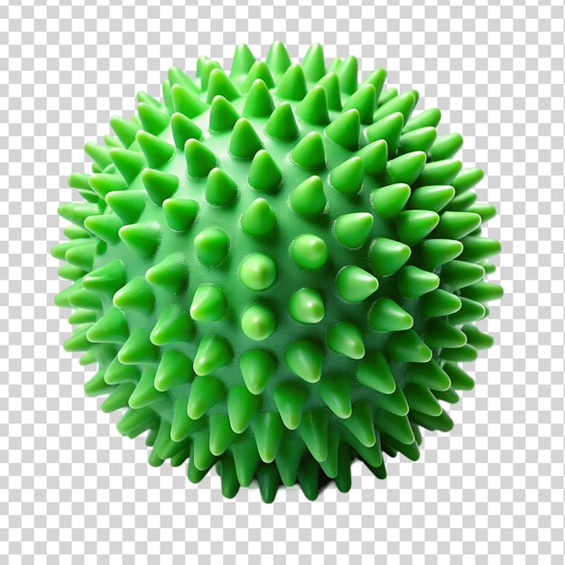 Green rubber massage ball with spikes Isolated on transparent background