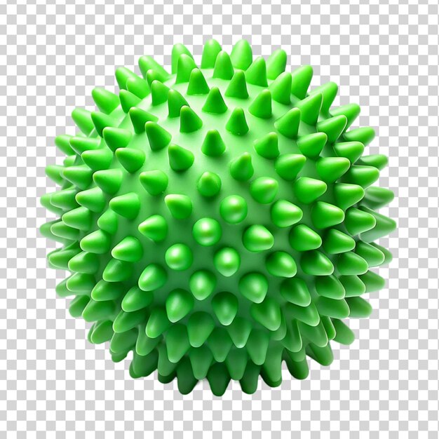 Green rubber massage ball with spikes Isolated on transparent background